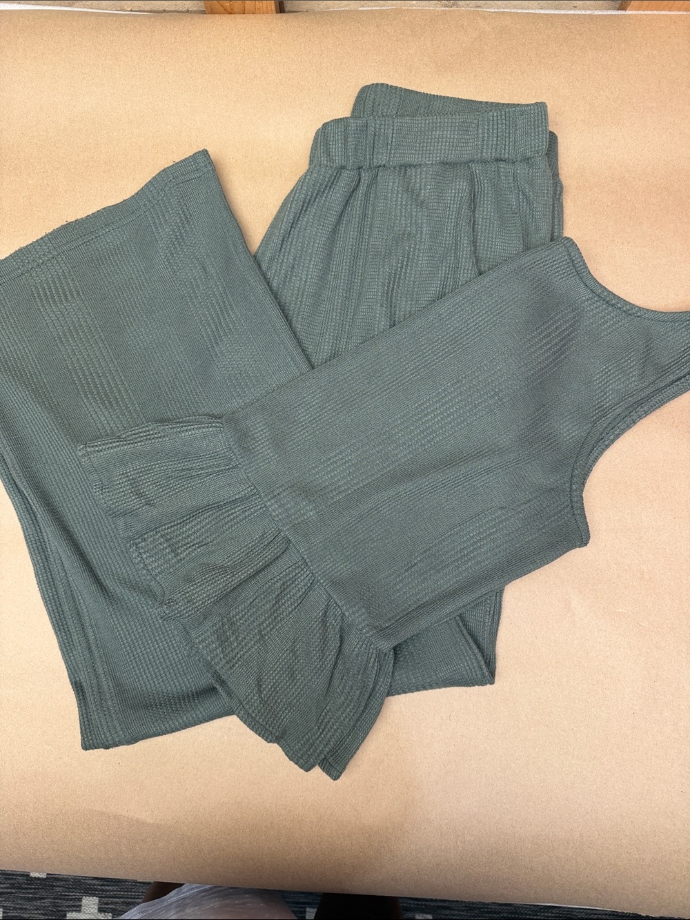 Ribbed Wide-Leg Jumpsuit in Deep Olive